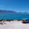 Our hippy van "Sunny" looking out over Kaikoura.